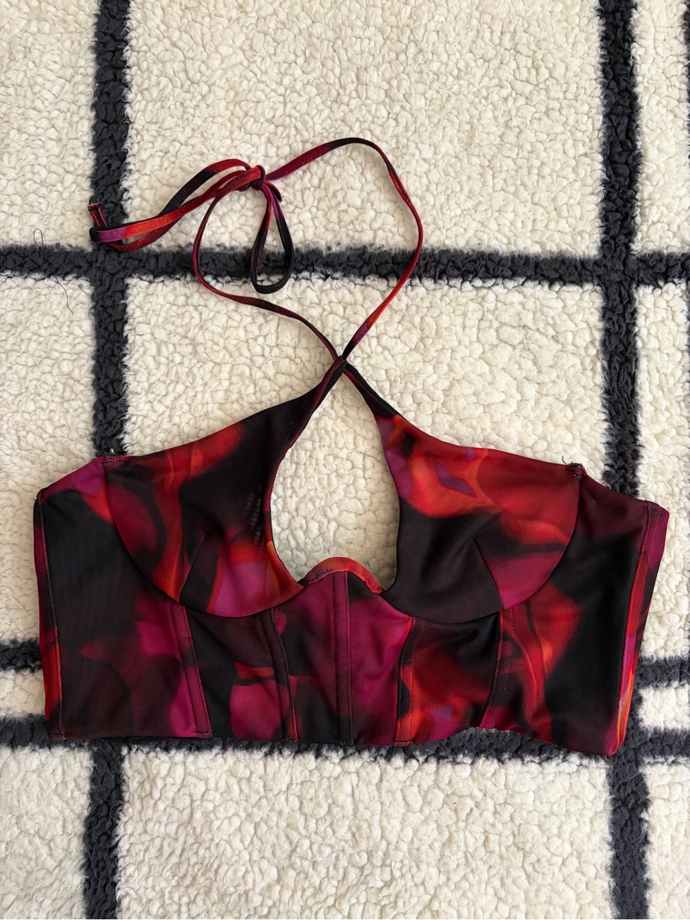 White Fox Boutique Fantasy World Bustier Pink Flame Print